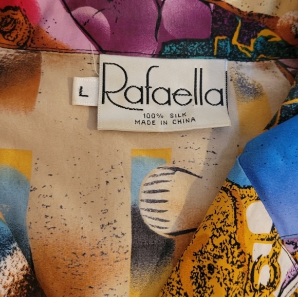 *set* Vintage Rafaella 100% silk pleated skirt with silk tie blouse Women's M/L - Picture 4 of 15